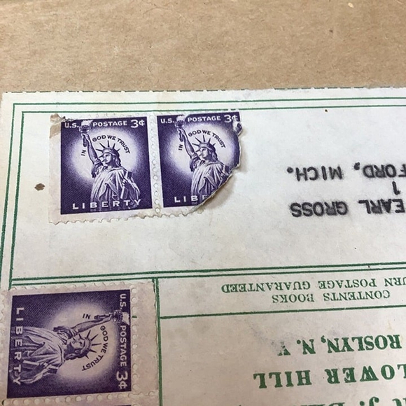 4 US POSTAGE STAMP 3 Cent Liberty Used Purple Lady Statue Of Liberty